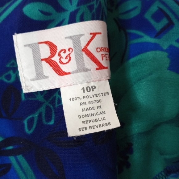 Vintage Dress R&K Sleeveless Shift Floral Tropical Open Side Button Up - Picture 5 of 15